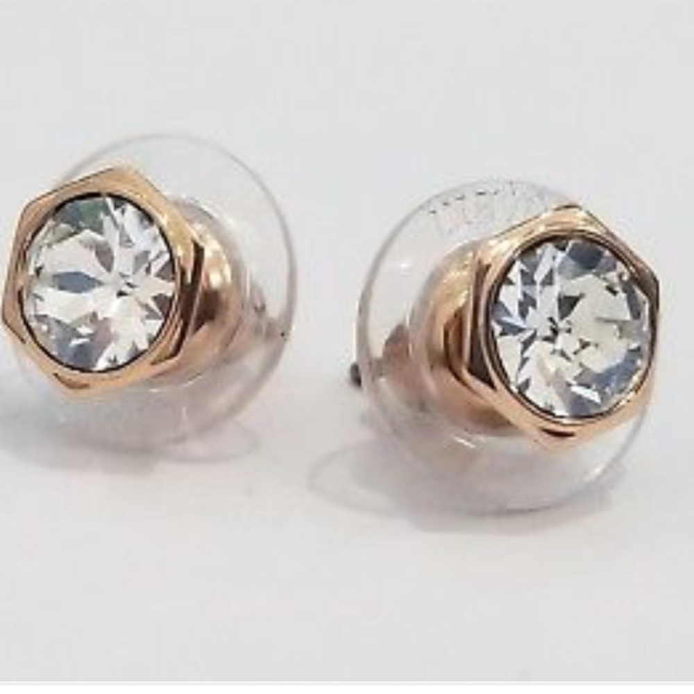 SWAROVSKI HEXAGON CRYSTAL STUD EARRINGS